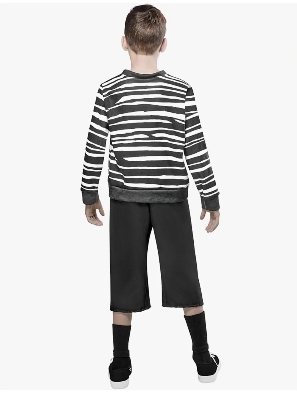 Rubie's Wednesday Pugsley Addams Black & White Striped Top with Black Pants - Picture 2 of 6